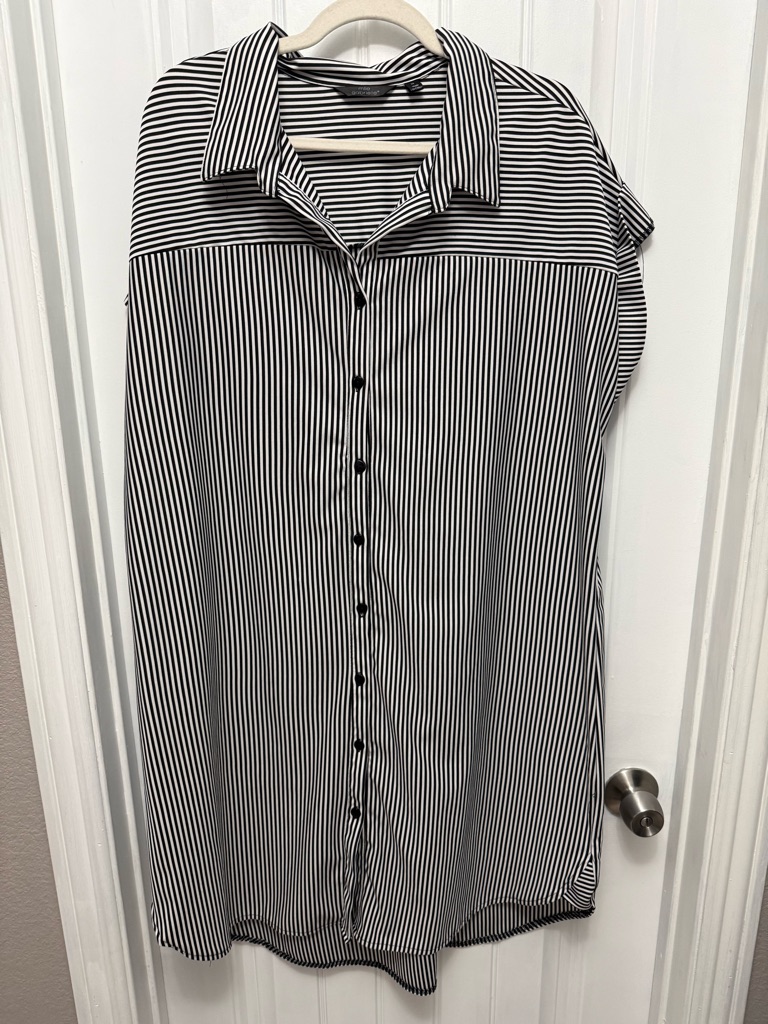 Mlle Gabrielle Shirt Dress Womens 2xl Striped Pockets Stretch Midi (36-9)